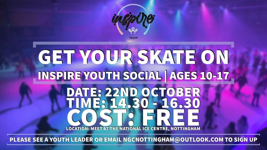 Don&rsquo;t miss out on our next Inspire Youth Social⛸️🤩 we&rsquo;re headed to the national ice centre to get our skate on. So, if you have/know any children aged 10-17 who are interested, please sign them up for FREE by emailing ngcnottingham@outlo