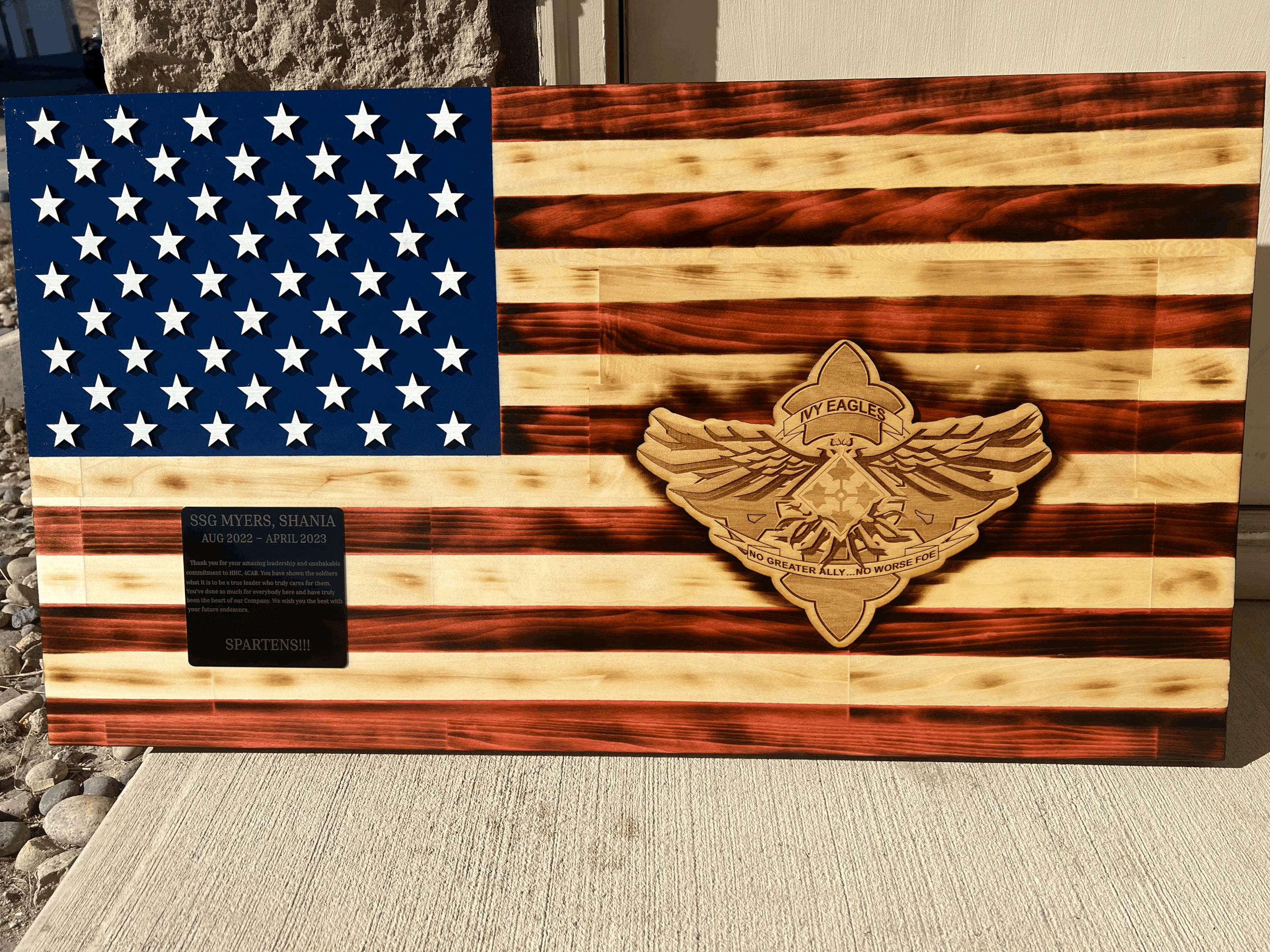 Wood Burned Colored American Flag