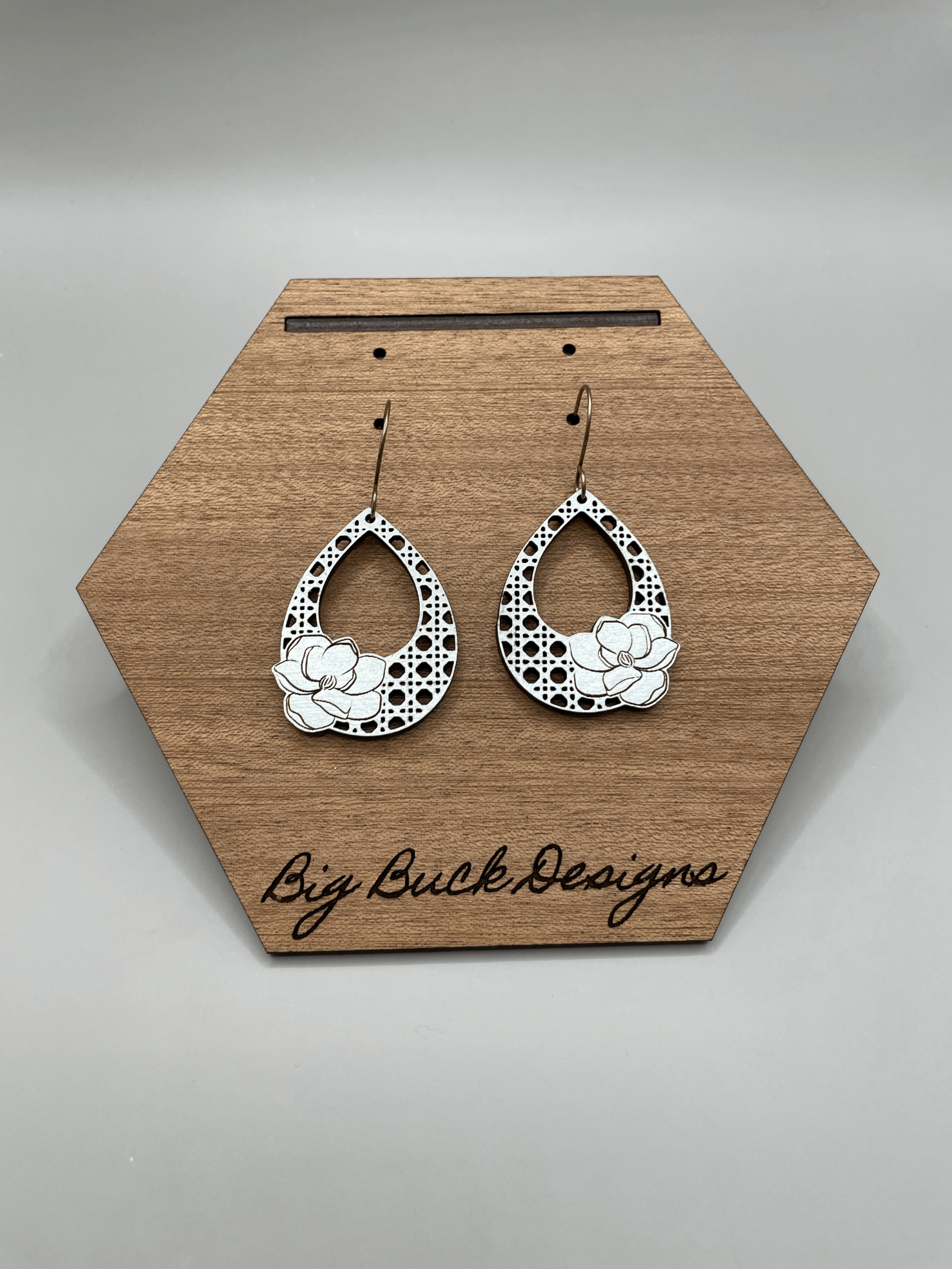 Boho Rattan Magnolia Earrings