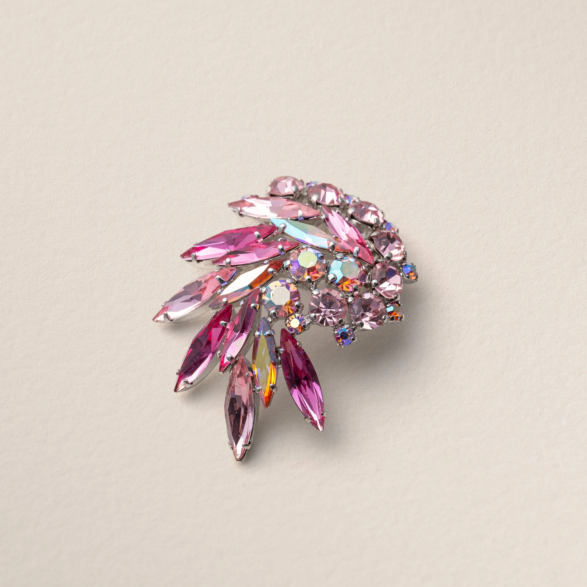 Gustave Sherman Pink and Rose Crystal Brooch, late 1950s–60s