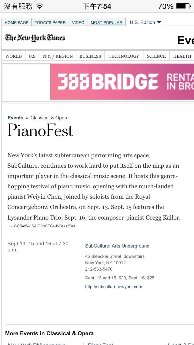 PianoFest in The New York Times