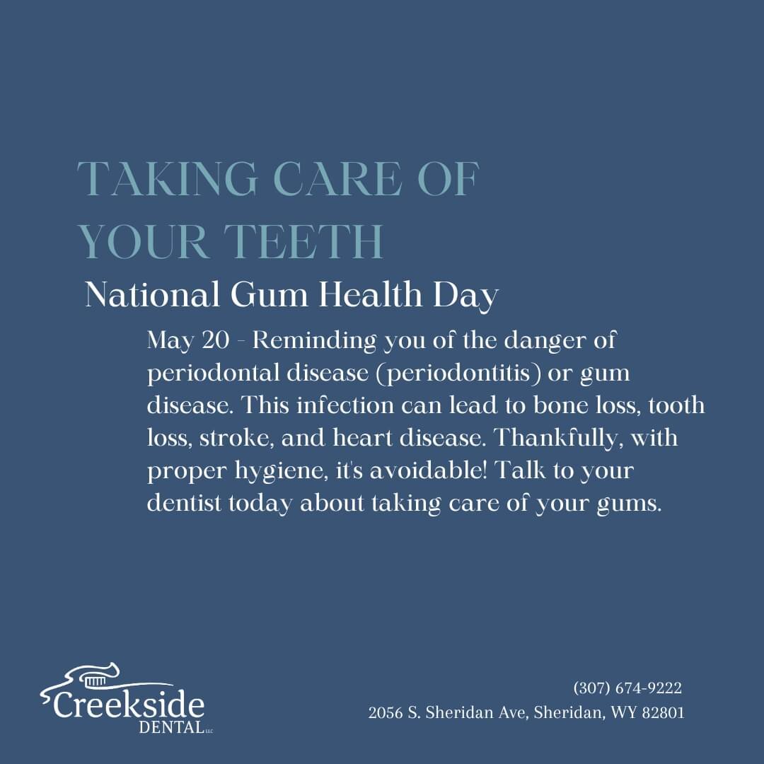 TAKING CARE OF YOUR TEETH 🦷 National Gum Health Day reminds us to protect against the dangers of periodontitis or gum disease. 

To avoid tooth loss, stroke and heart disease, proper hygiene is essential to prevention and gum care. Talk to your dent