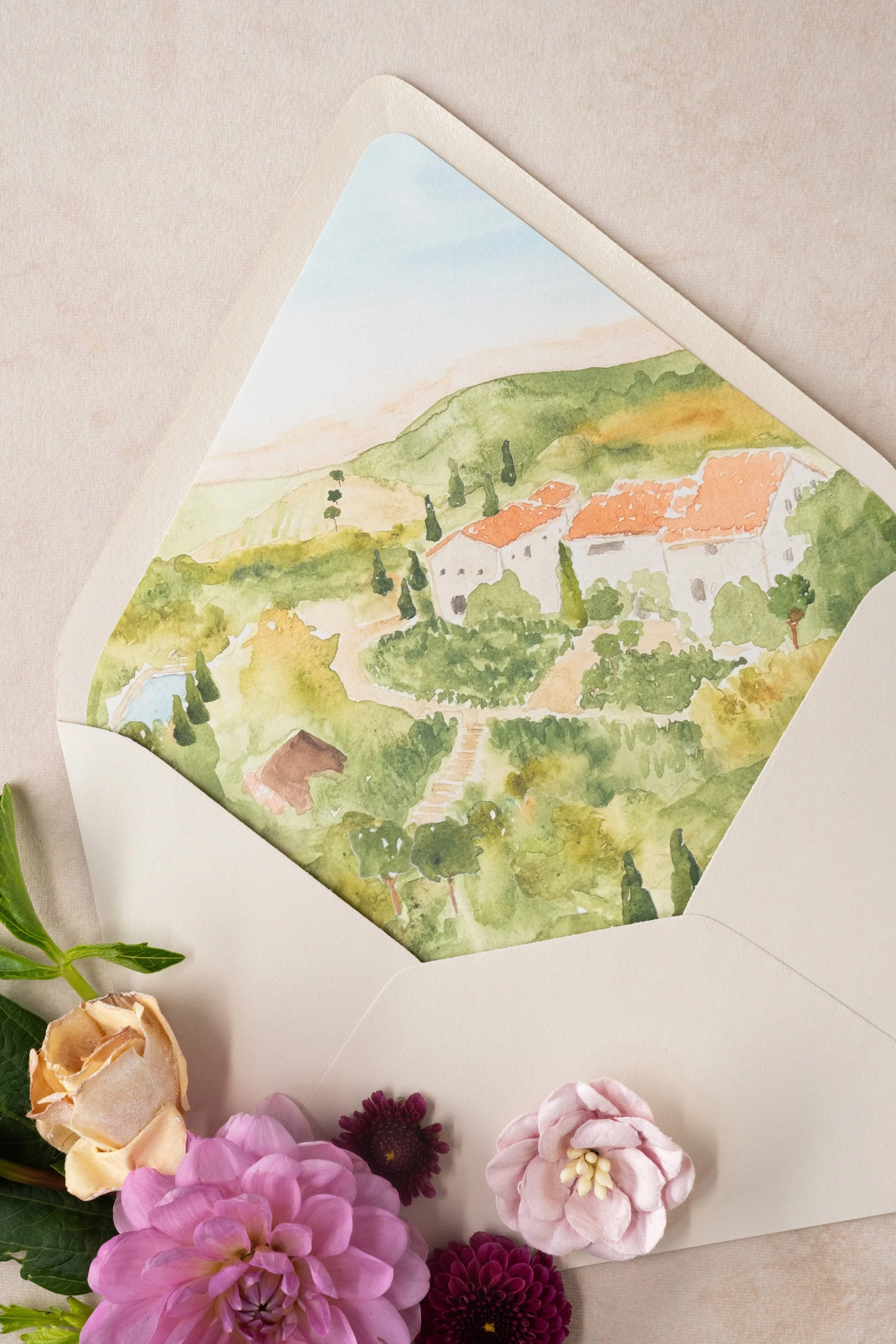 custom-wedding-envelope-tuscany-theme