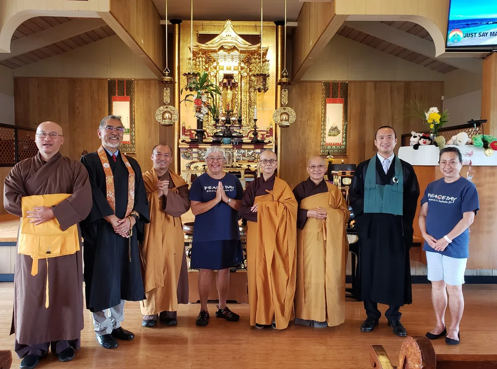 Jean and Mimy with Rev. Kiyohara, Vietnamese Buddhist Brothers and Sisters, and Rev. Hirasawa