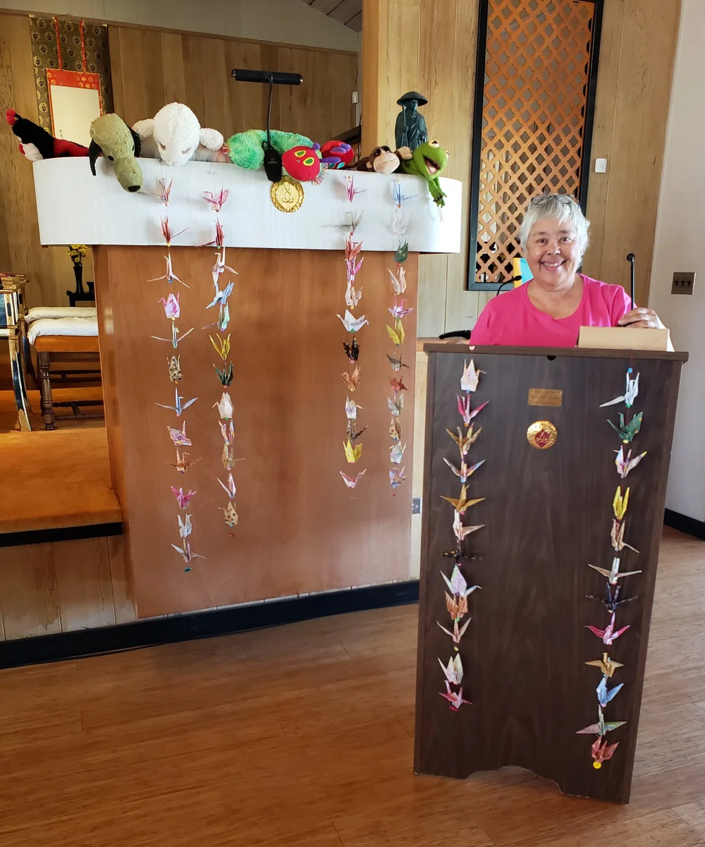 Emcee Jean + cranes from Little Tokyo Service Center