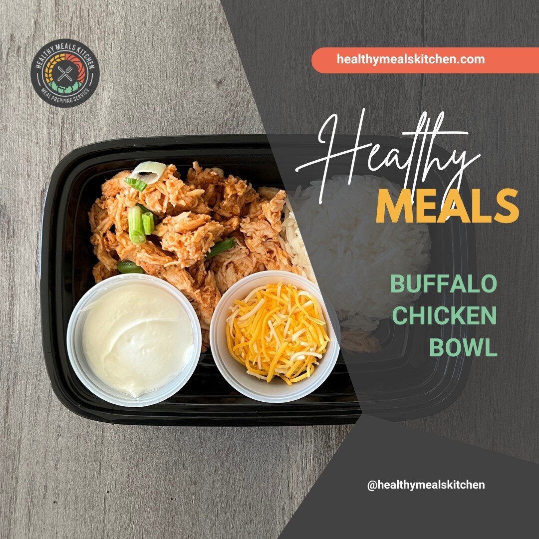 Ready to spice up your meal prep? Our healthy  #BuffaloChickenBowl gives you the flavor you crave - grab one now for lunch or dinner! Satisfy your cravings without sacrificing your health &amp; fitness goals #HealthyMeals #MealPrep
