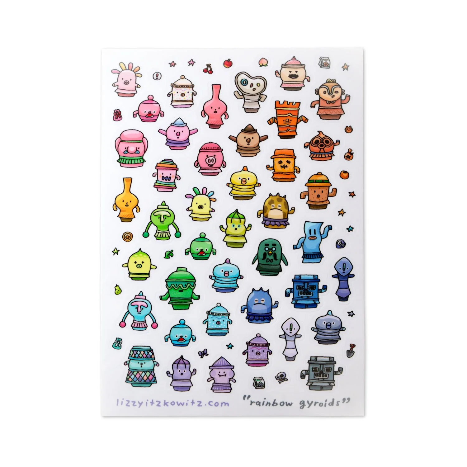 "Rainbow Gyroids" Transparent Vinyl Sticker Sheet