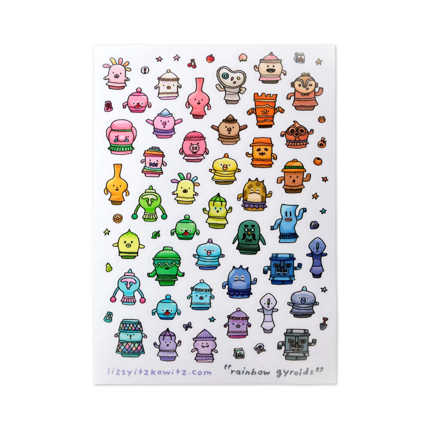 "Rainbow Gyroids" Transparent Vinyl Sticker Sheet