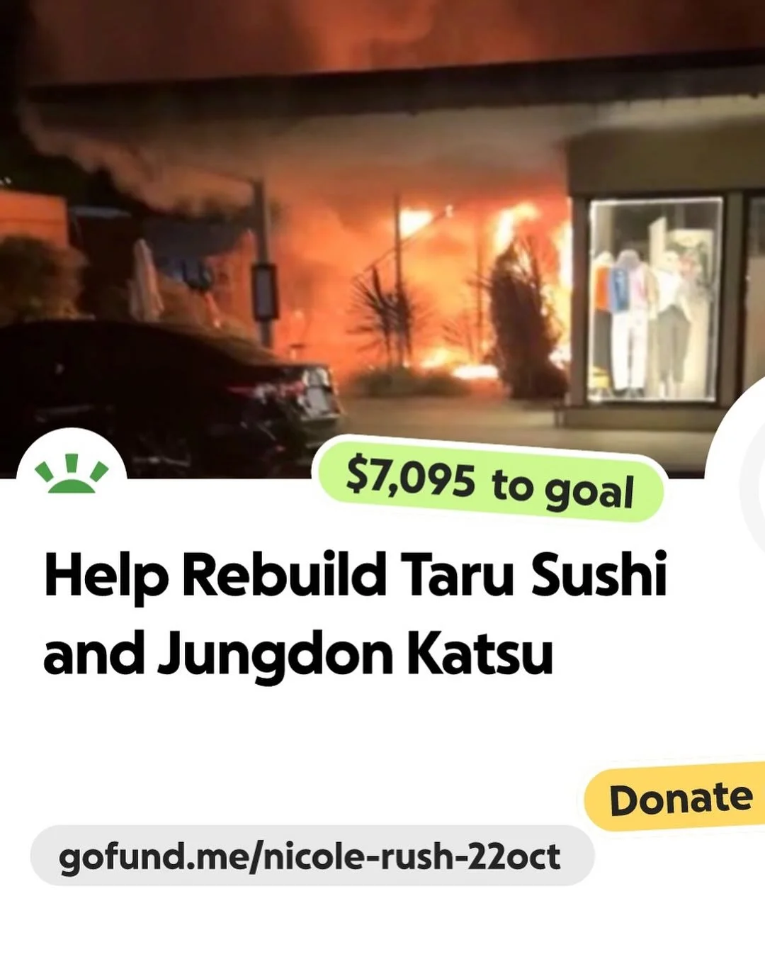 A beloved local restaurant, Taru Sushi and Jungdon Katsu, has faced a devastating fire. After 10 years of serving our community, they need our help to rebuild. Please consider donating or sharing to support their journey back. Every bit counts in pre