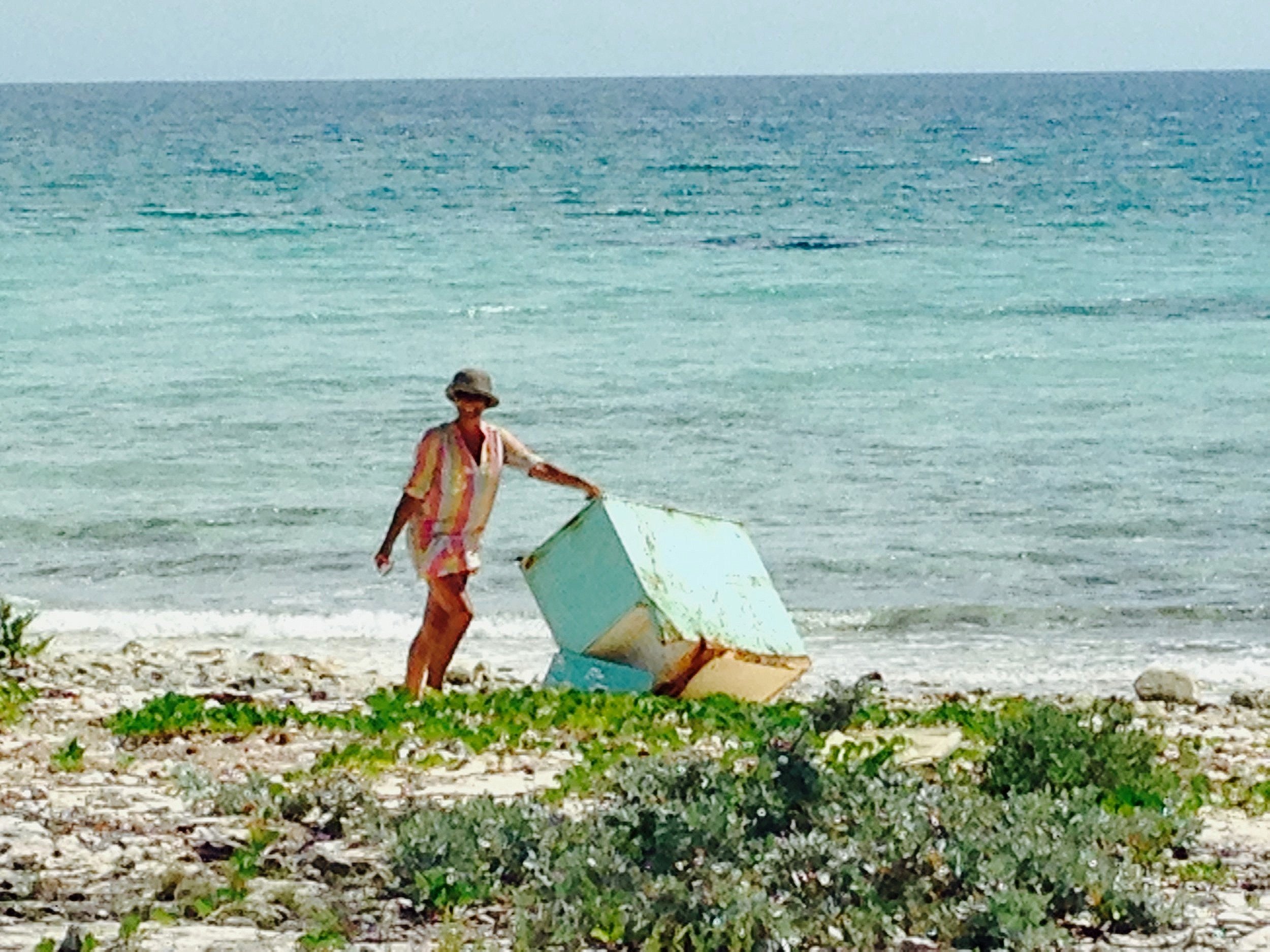 Debbe Daley checking out  Caribbean salvage in the Bahamas