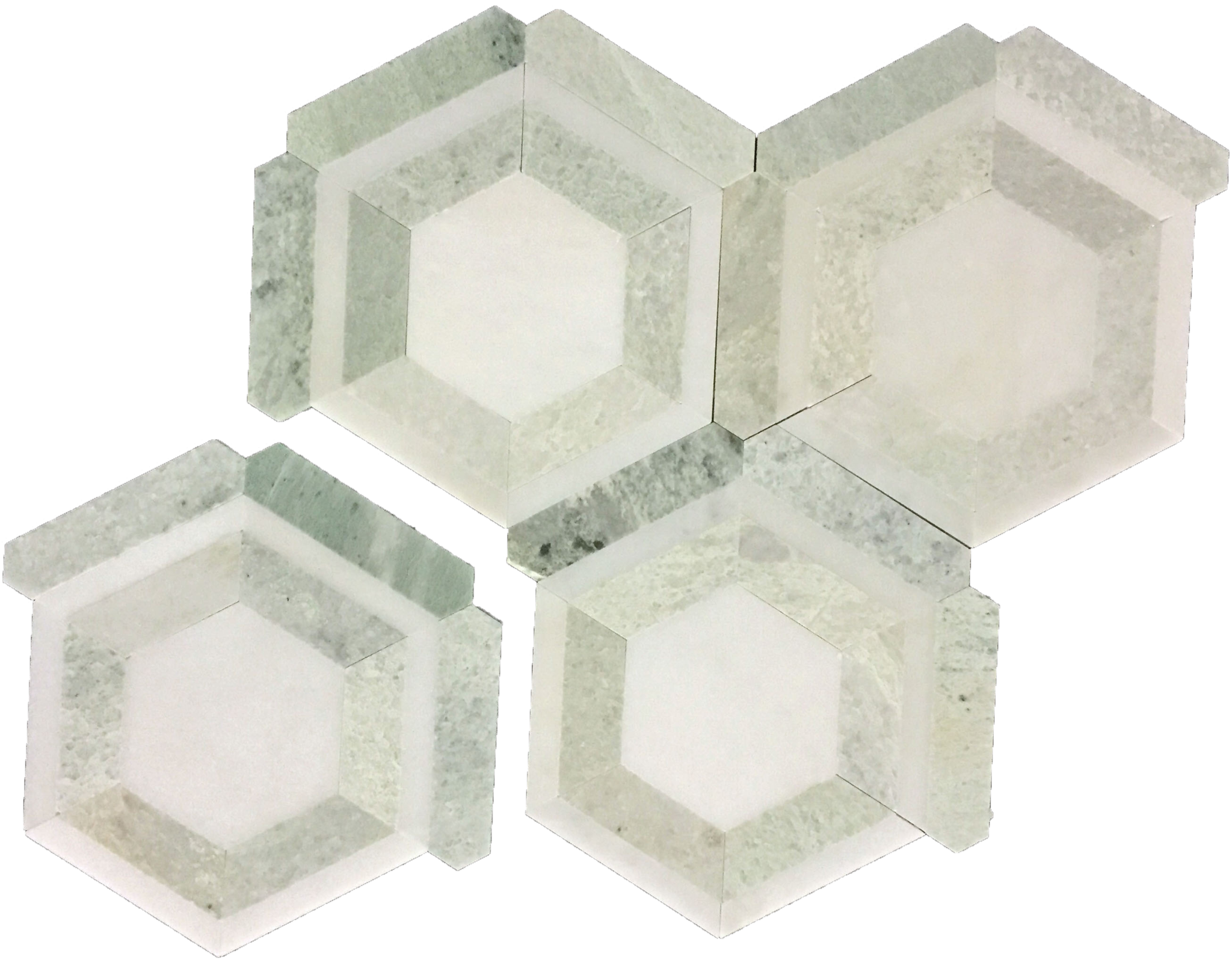 Elontile Pearl White Honeycomb mosaic with ming green honed -.png