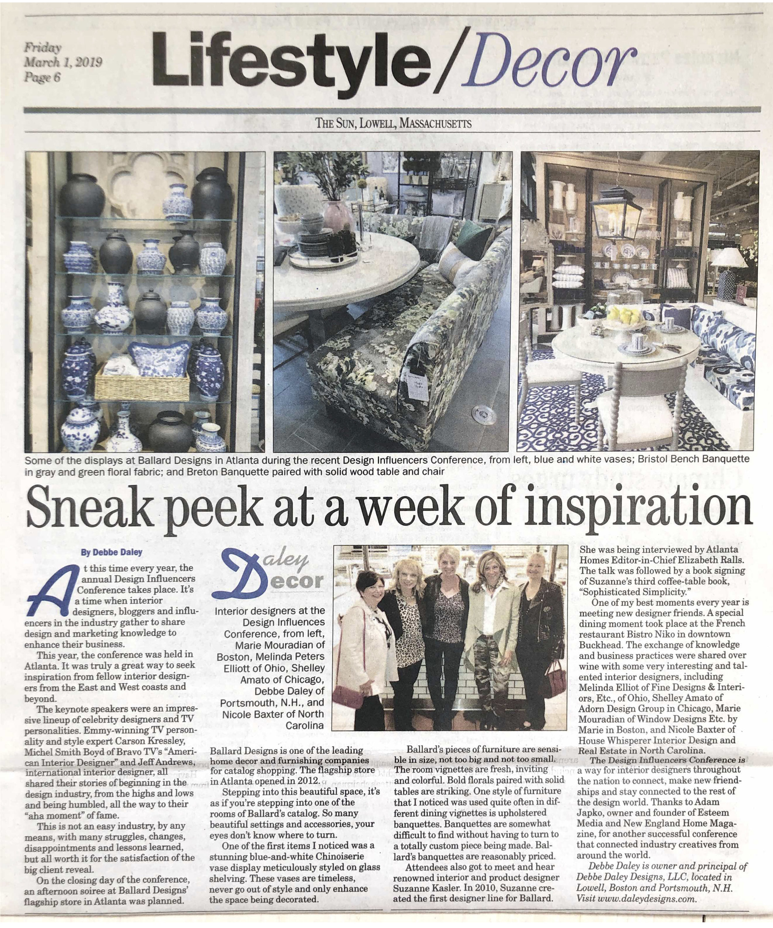 Debbe Daley Newspaper Article Written for the Lowell Sun