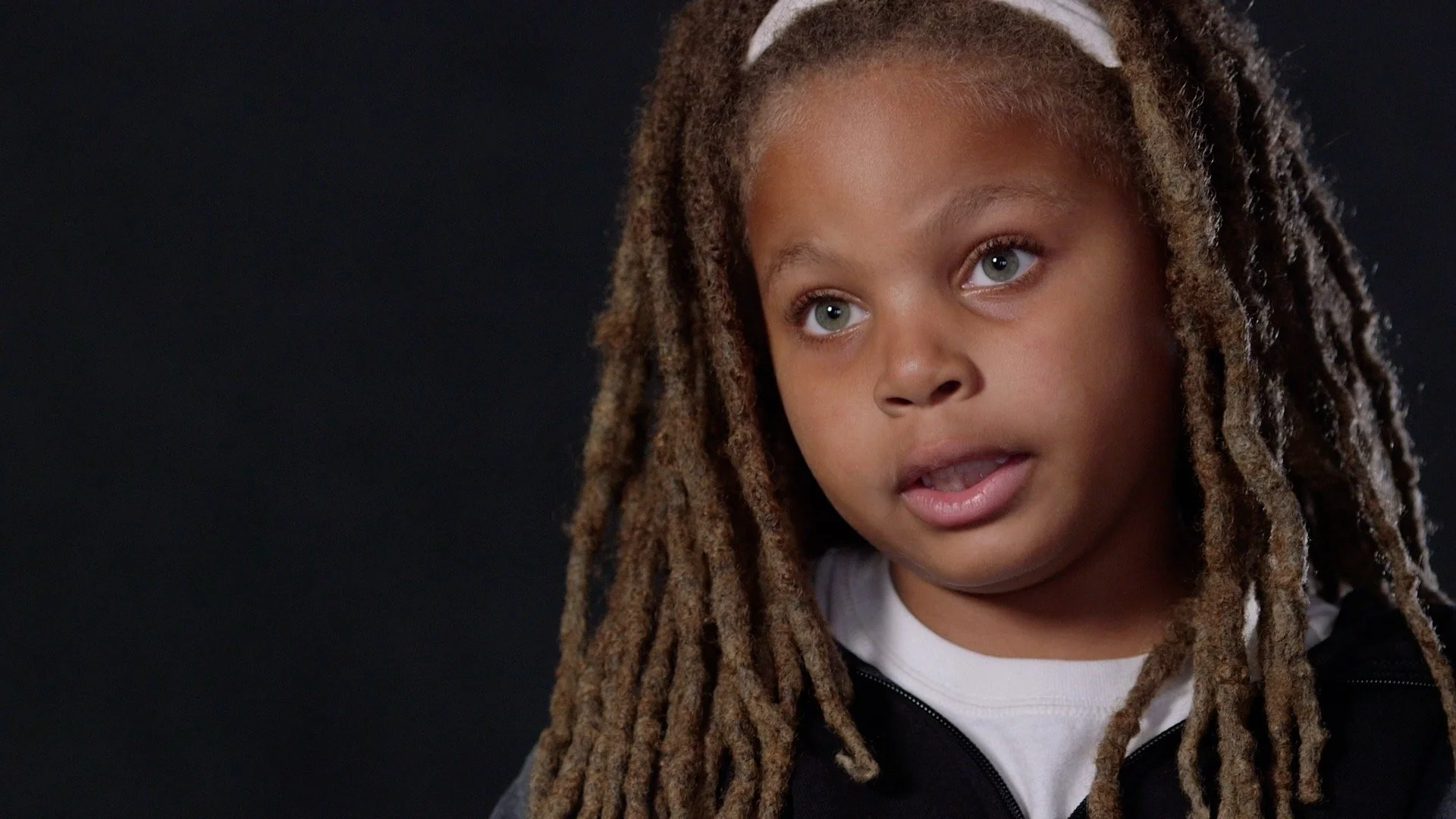 Elementary student speaking during an interview for Heart Smart