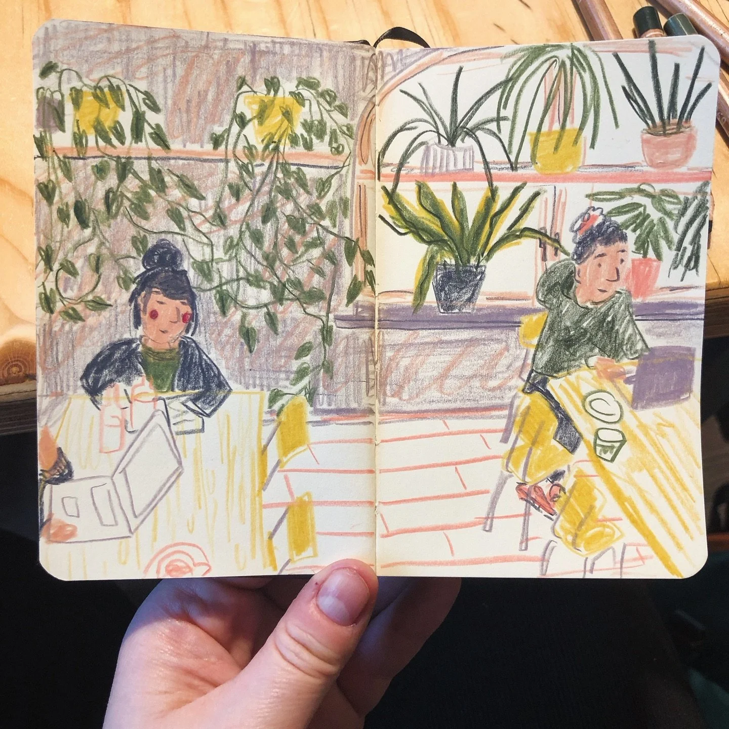 Second cafe of the day ☺️ 

#cafe #cafesketch #cafedrawing #travelsketch #travelsketchbook #theydrawandtravel #plantsketch #plantillustration #cafeillustration #cafedaily #illustrationsketchbook #carandache
