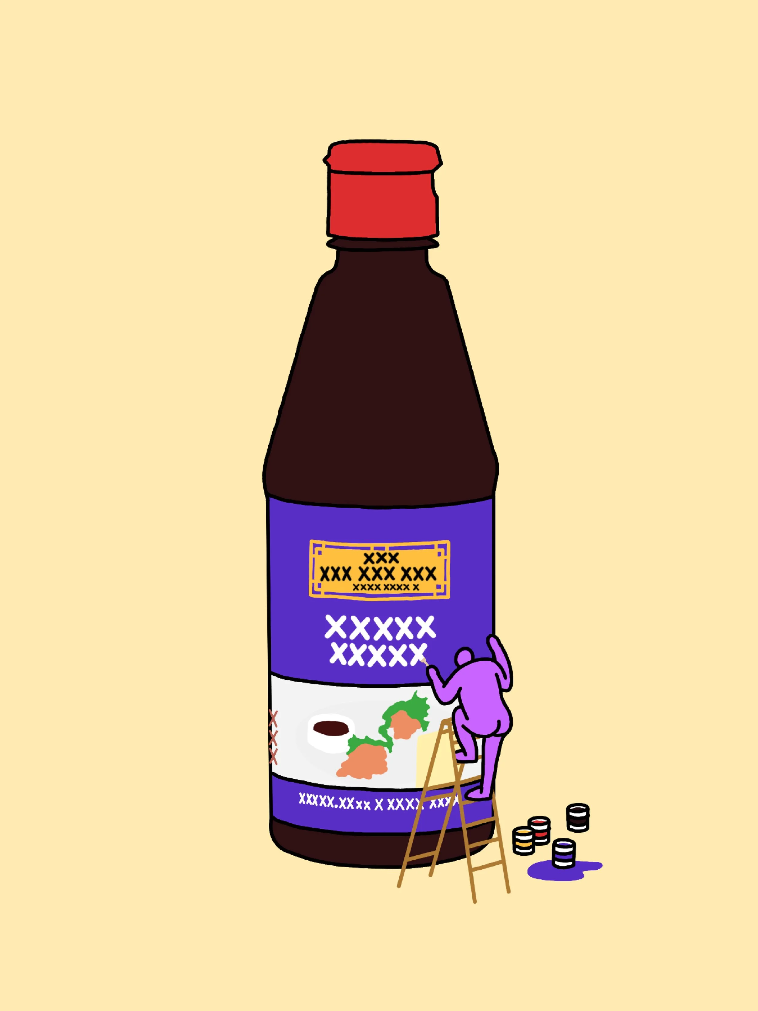 Kelcy Timmons Chan; SAUCES OF HOME; Lee Kee Kum Hoisin Sauce (April 2026)(digital illustration, 12"x16").jpg