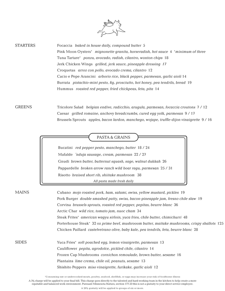 Dinner Menu — Our Paladar