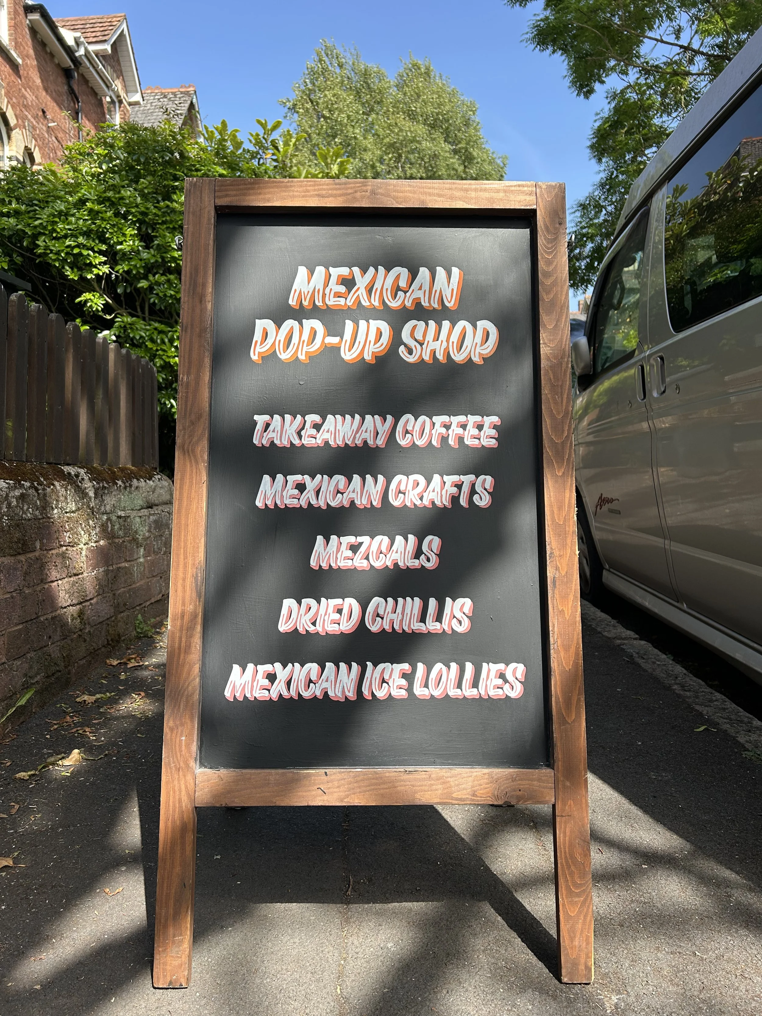 melpa totnes mexican pop up shop signpainting aboard painted by amy