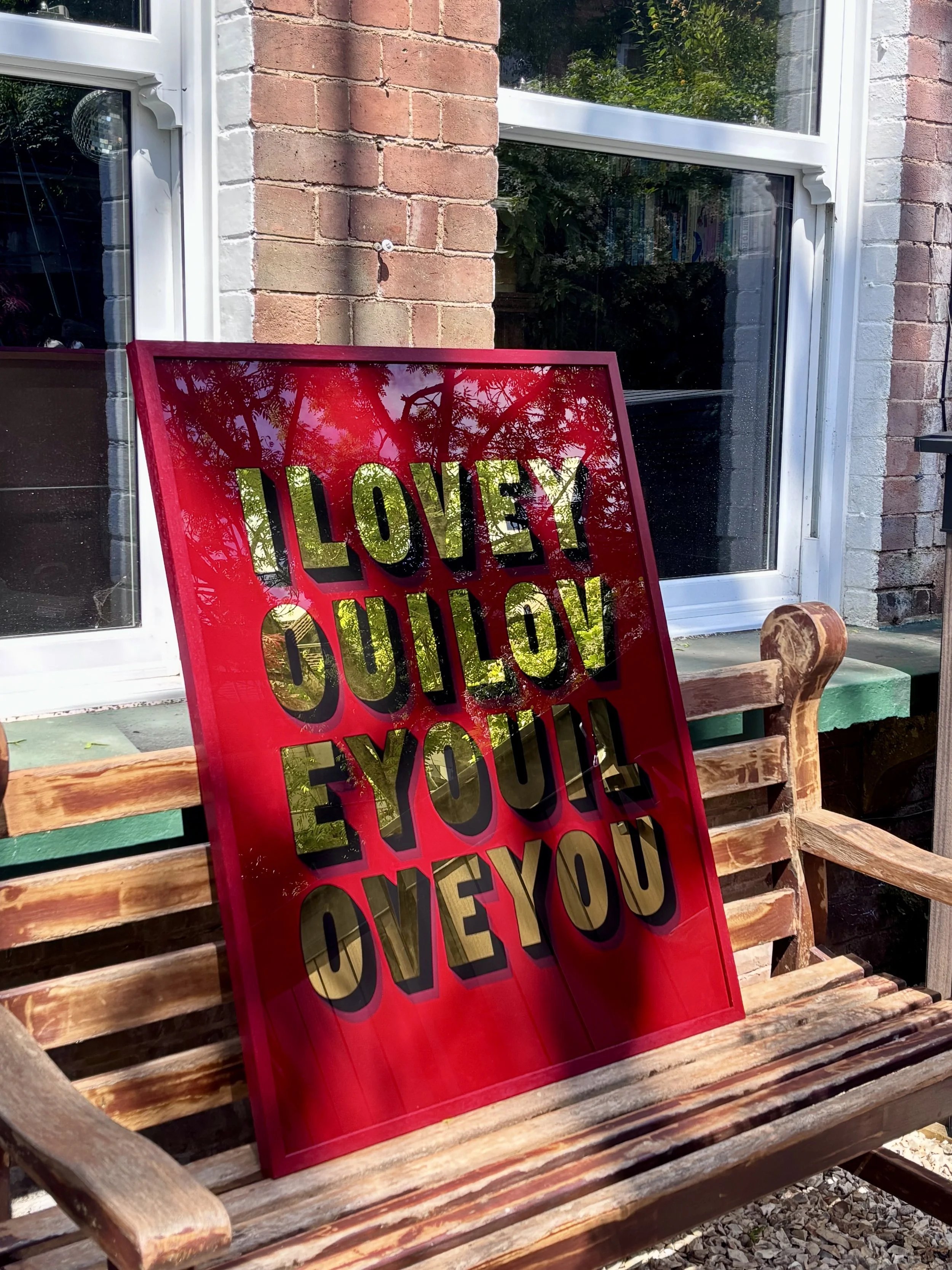I LOVE YOU gilded commission 23ct gold lead painted by amy