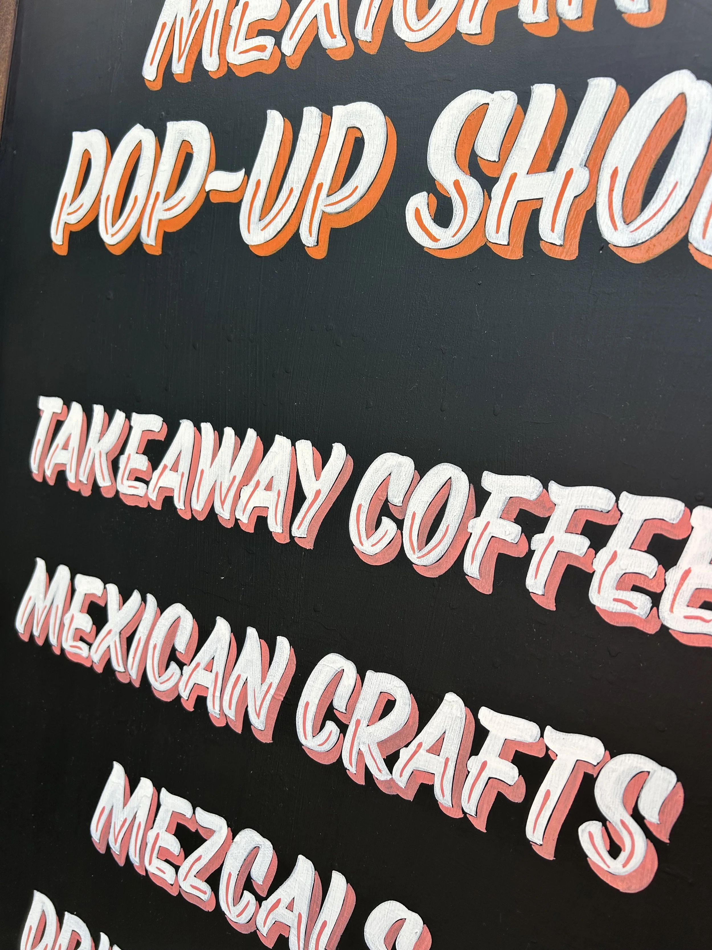 melpa totnes mexican pop up shop signpainting aboard painted by amy