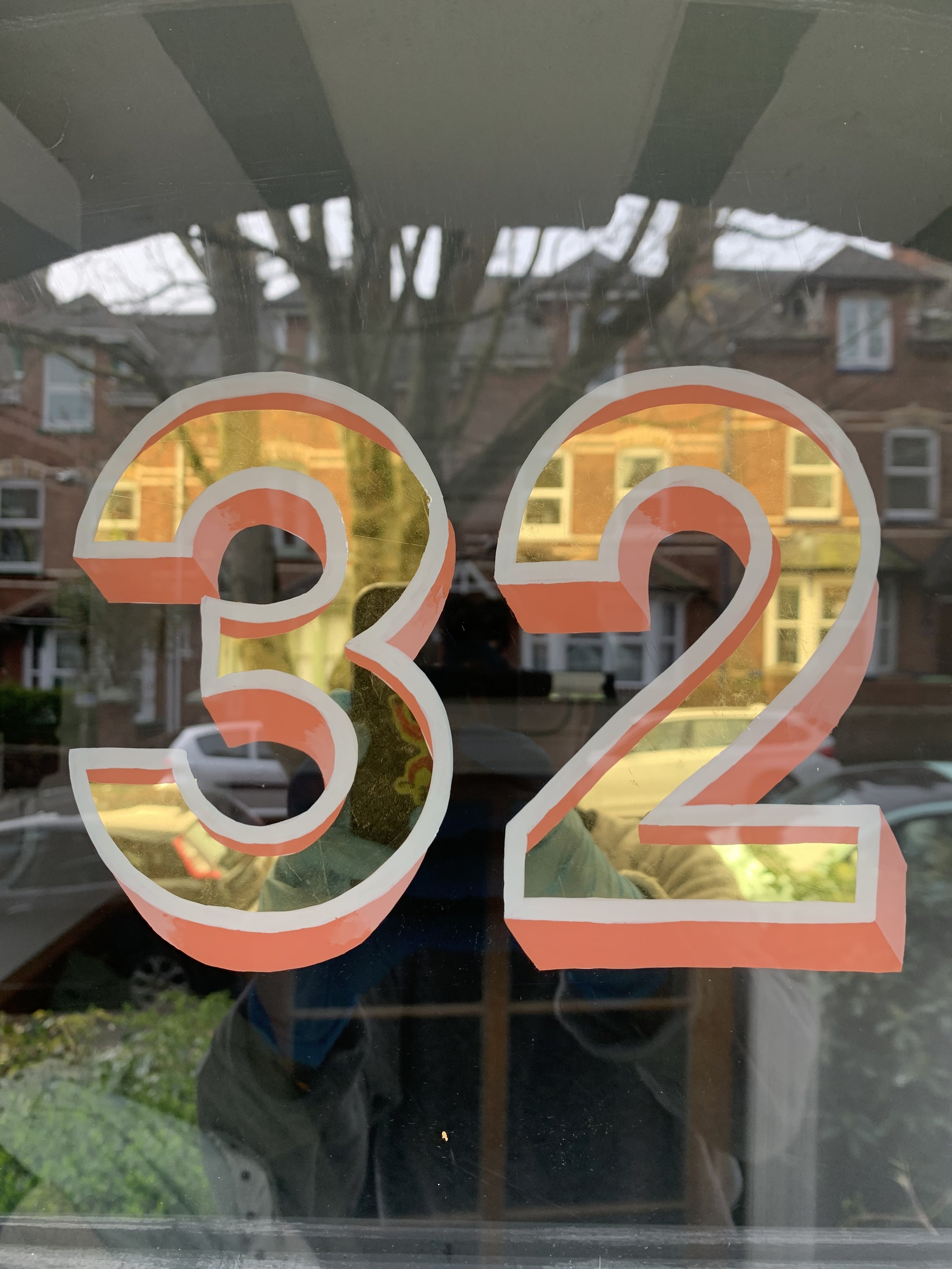 transom fan light gilded numbers reverse glass gilding