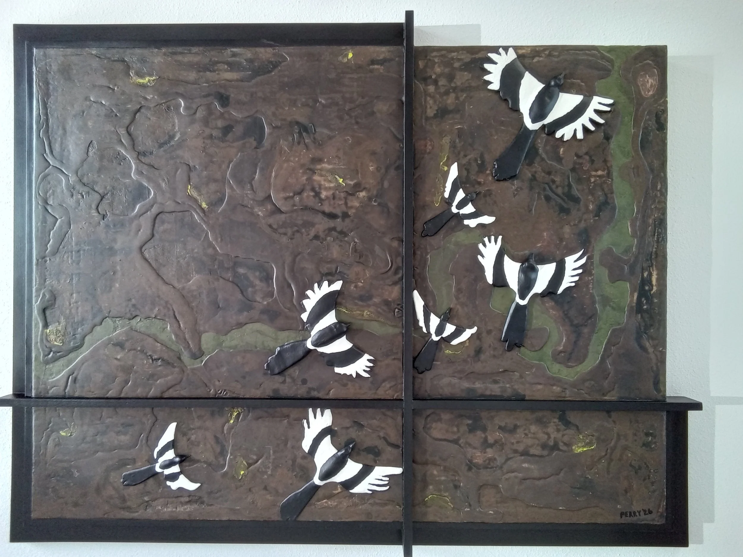 Deschutes 
44" x 34 1/8" x 2"  
Wood, Clay, Acrylic varnish, Acrylic paint
$2,500