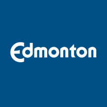 Edmonton logo on a blue background