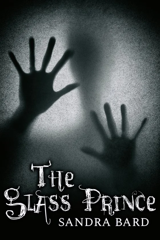 Shadows of a person behind a foggy glass, with hands pressed against the glass, creating a silhouette. The title "The Slass Prince" and the author's name, Sandra Bard, are displayed in stylized text at the bottom.