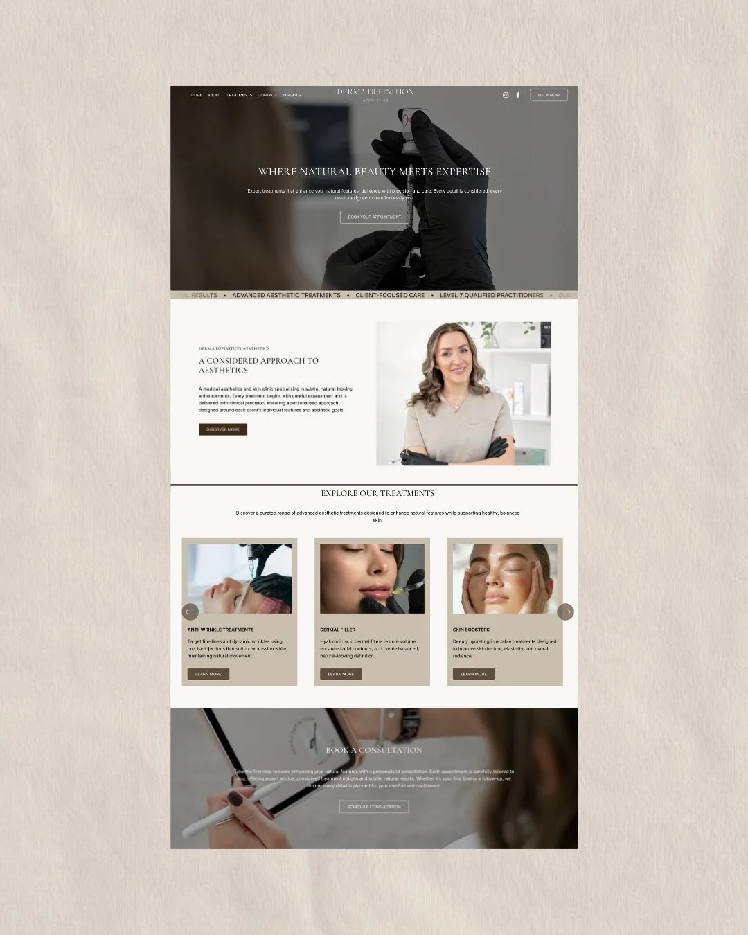 WEBSITE IS NOW LIVE 🤍

Introducing the website design for @dermadefinitionaesthetics, created to translate the clinic&rsquo;s detail-led approach into a calm, considered digital presence.

A minimal, structured layout defined by clarity, hierarchy a