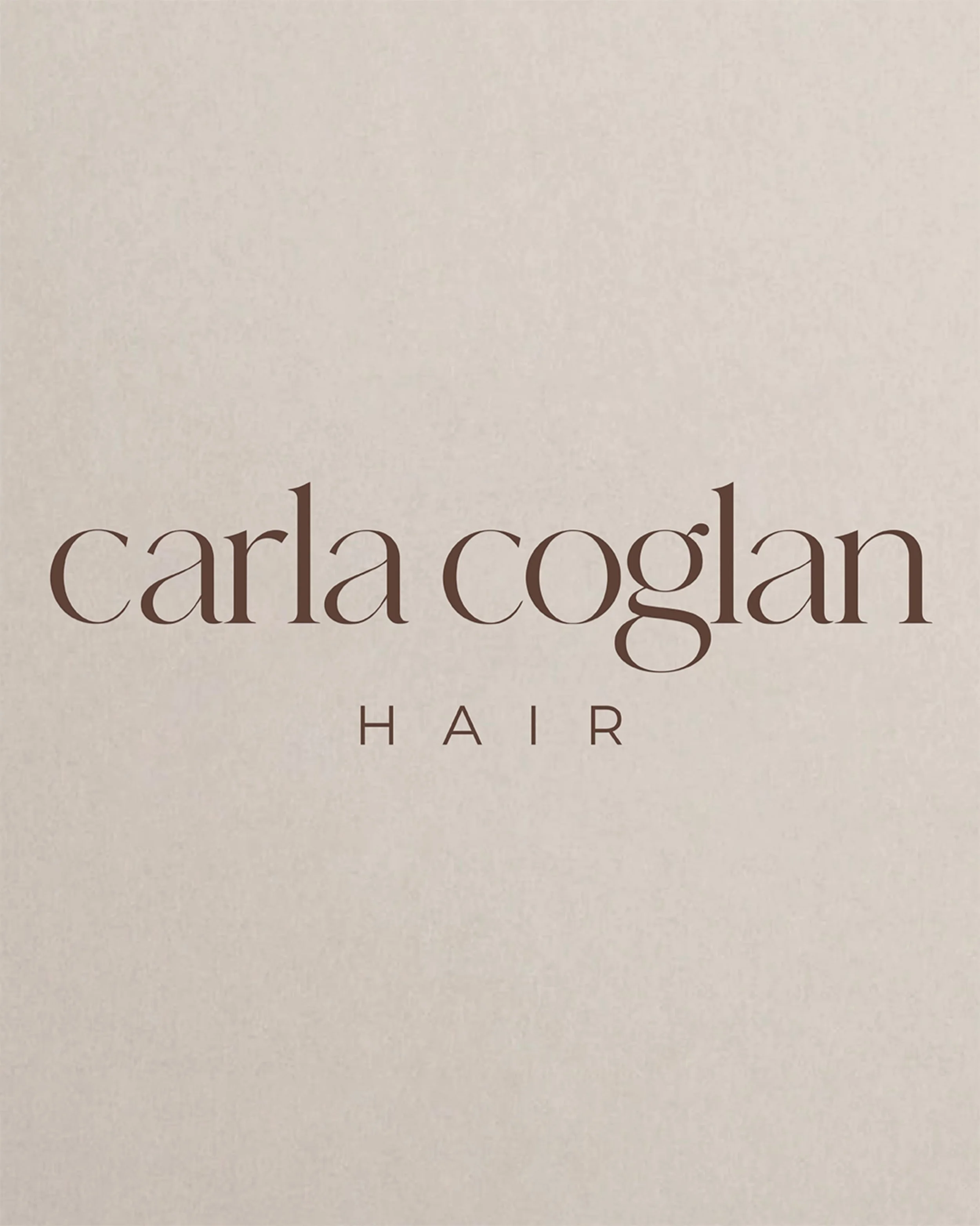 Introducing the brand suite for @carlacoglanhair_ ☁️

A refined identity centred around elegant serif typography, considered spacing and a warm, neutral palette. The classic lettering creates a sophisticated and distinctive feel, while the tonal colo