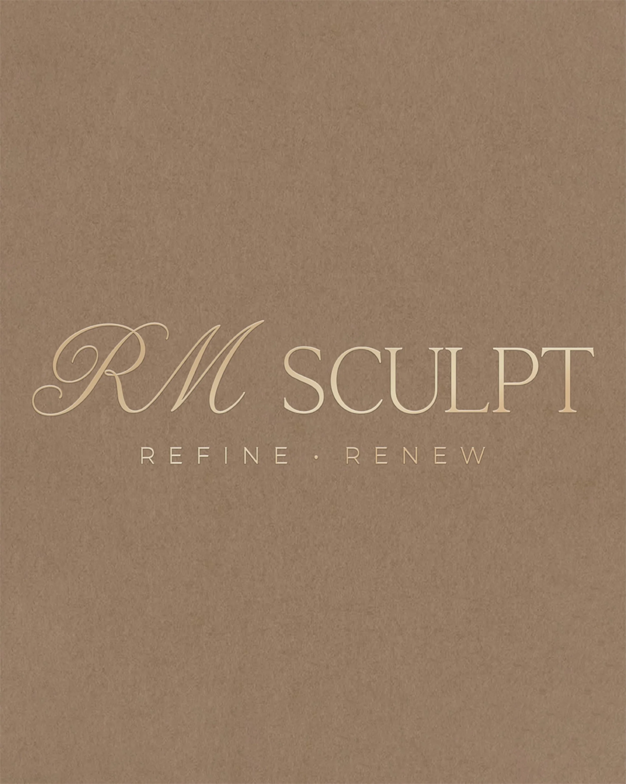 Introducing the brand suite for @rm.sculpt 🤎

A refined identity centred around elegant typography, delicate script lettering and a distinctive interlocking brand mark.

The contrast between flowing calligraphic letterforms and classic serif typogra