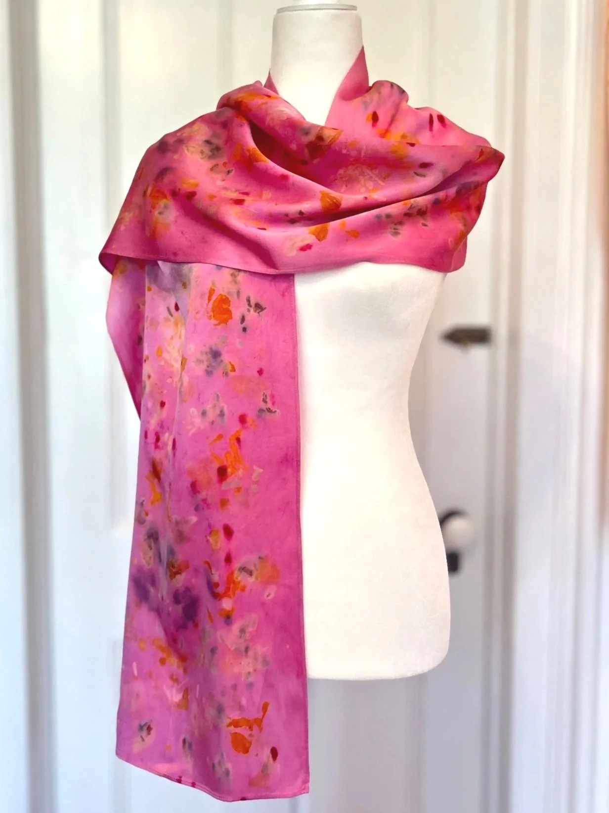 silk charmeuse scarf from dharma trading dyed with cochineal