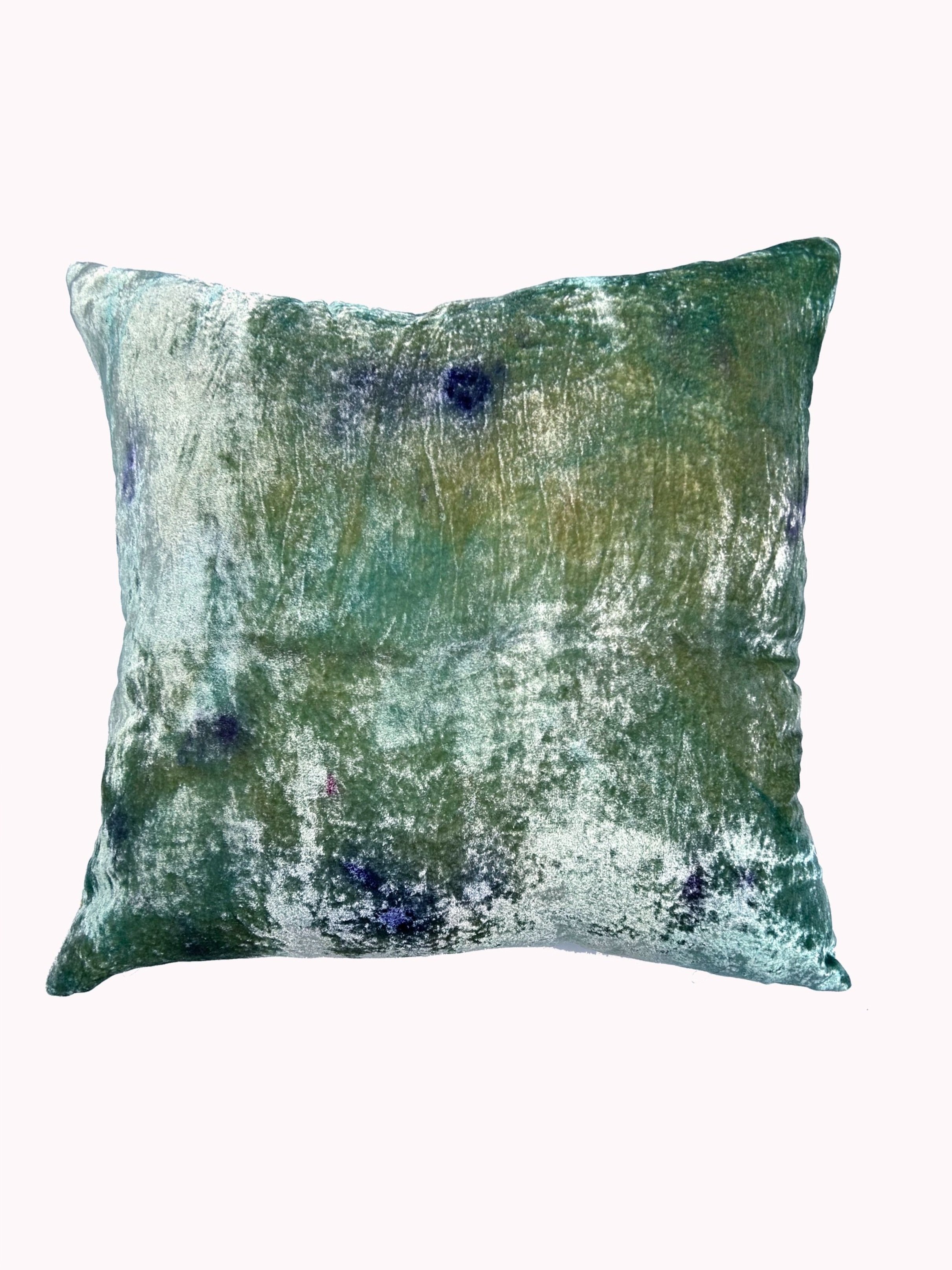 silk velvet throw pillow natural fiber indigo teal blue green gold brown tan eco print sustainable living decor, abc carpet pillow (Copy)