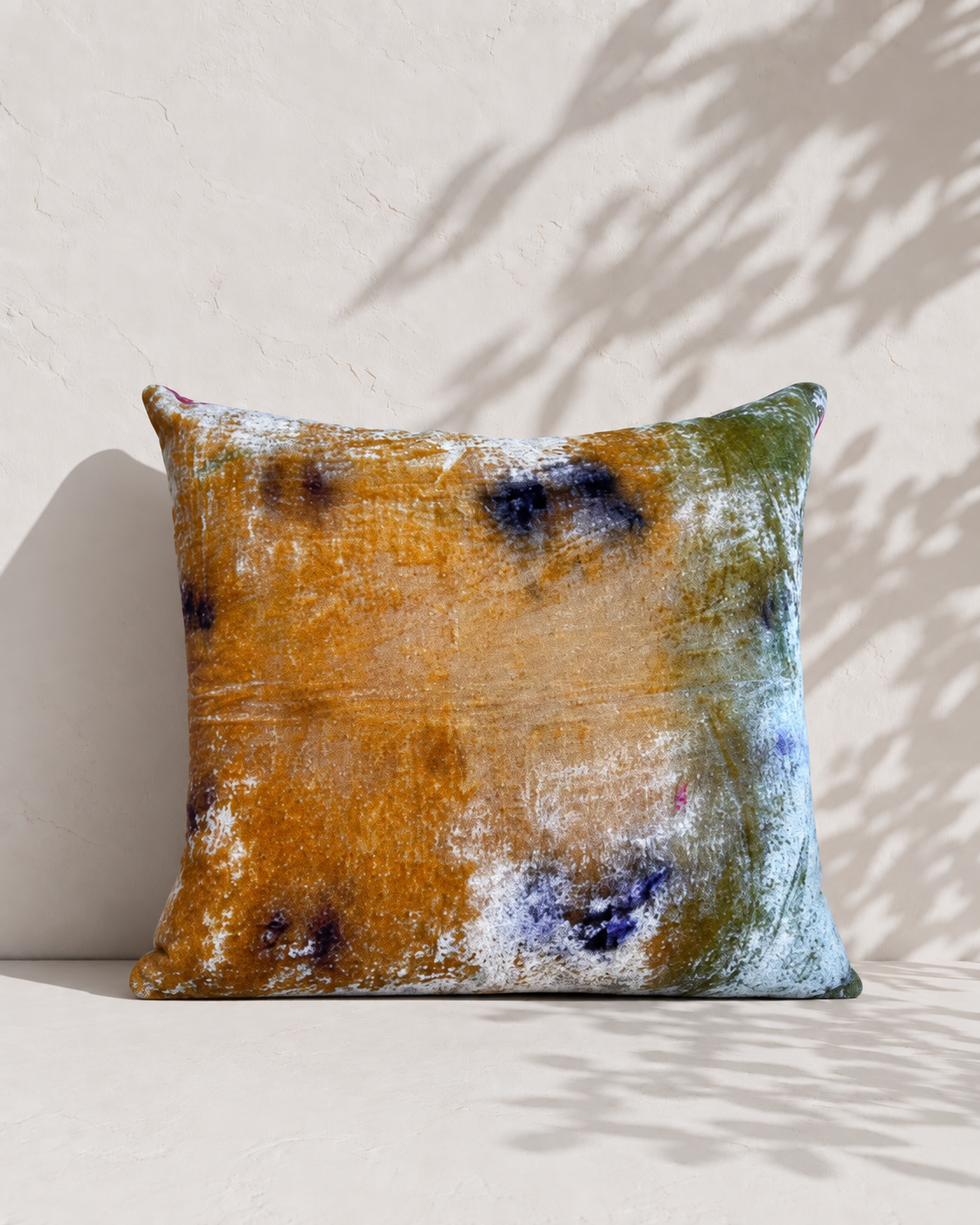 Botanically-Dyed Silk Velvet Pillow: Ombre Cutch & Indigo
