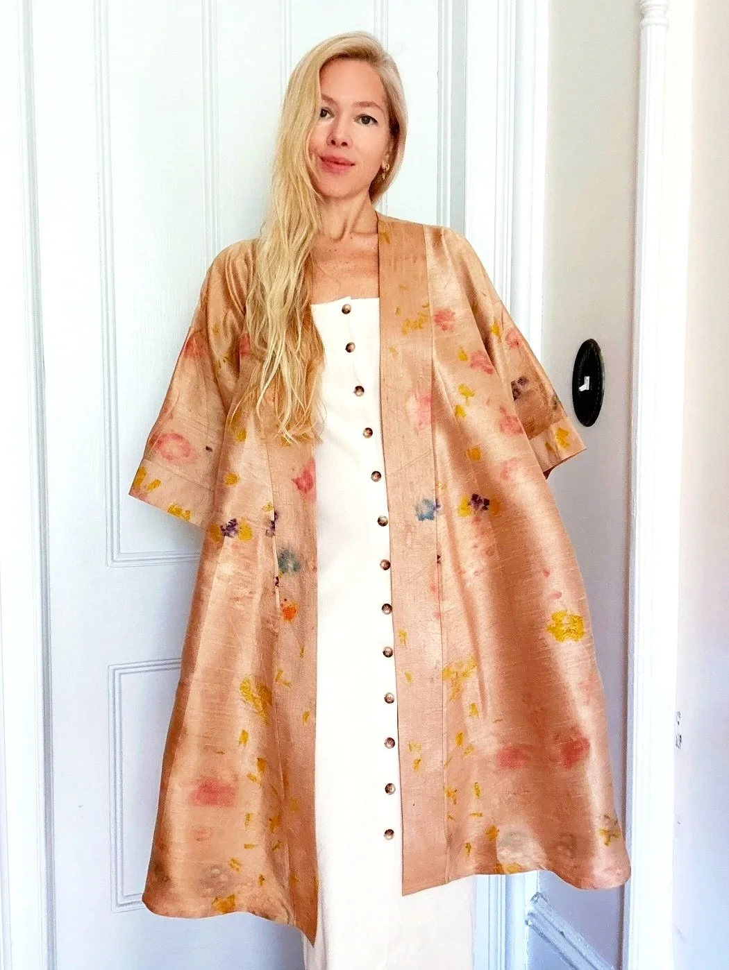 One-of-a-Kind Eco-Printed Raw Silk Robe