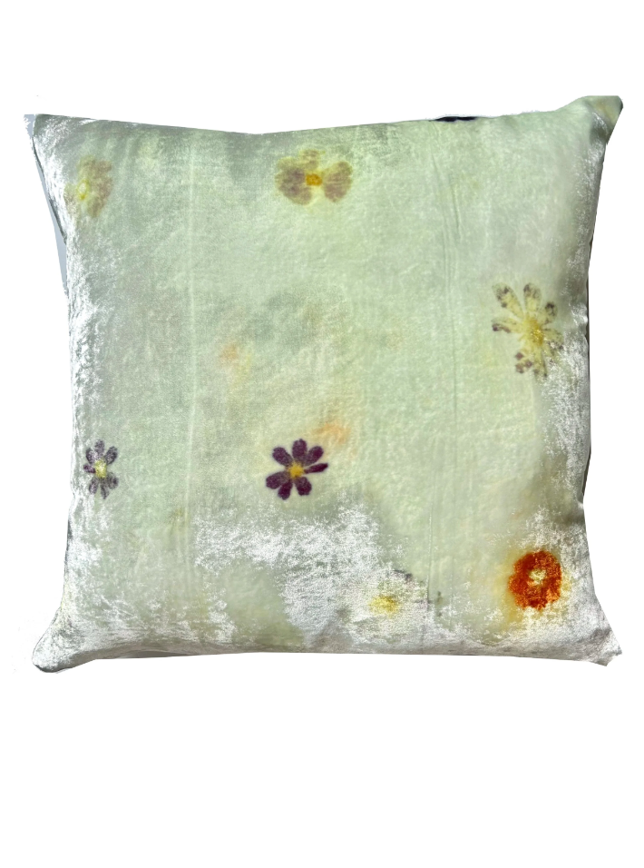 Botanically-Printed Silk Velvet Throw Pillows