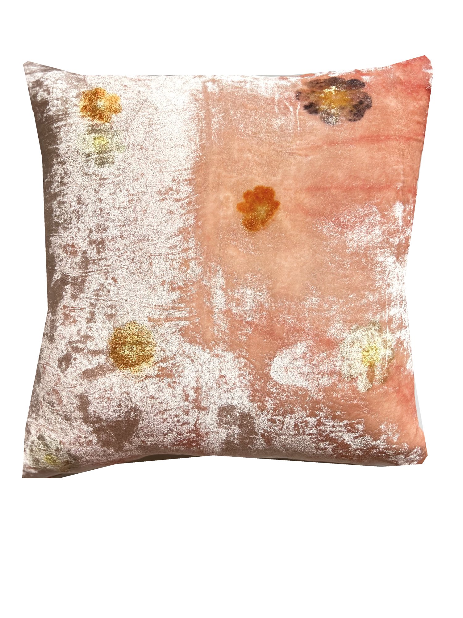 Pink peach velvet throw pillow, naturally dyed pillow, decor, eco, sustainable design,