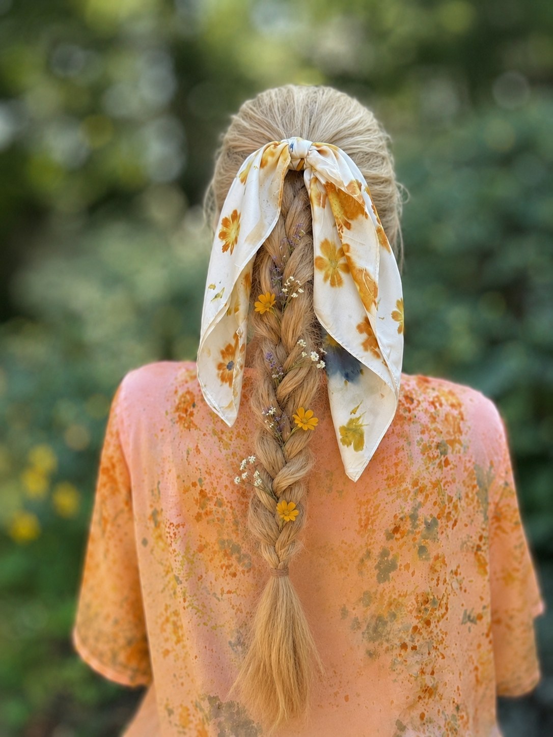 Botanical Eco Printed Silk Habotai Bandana