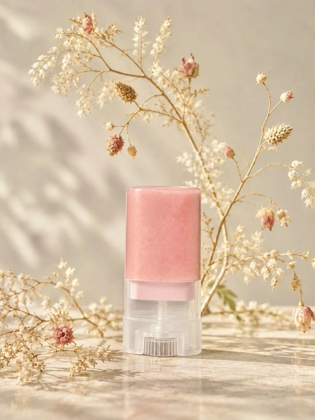 Discover Baume de Fleur, a natural organic lip balm with castor, olive, and camellina oils and beeswax to nourish and soften lips.