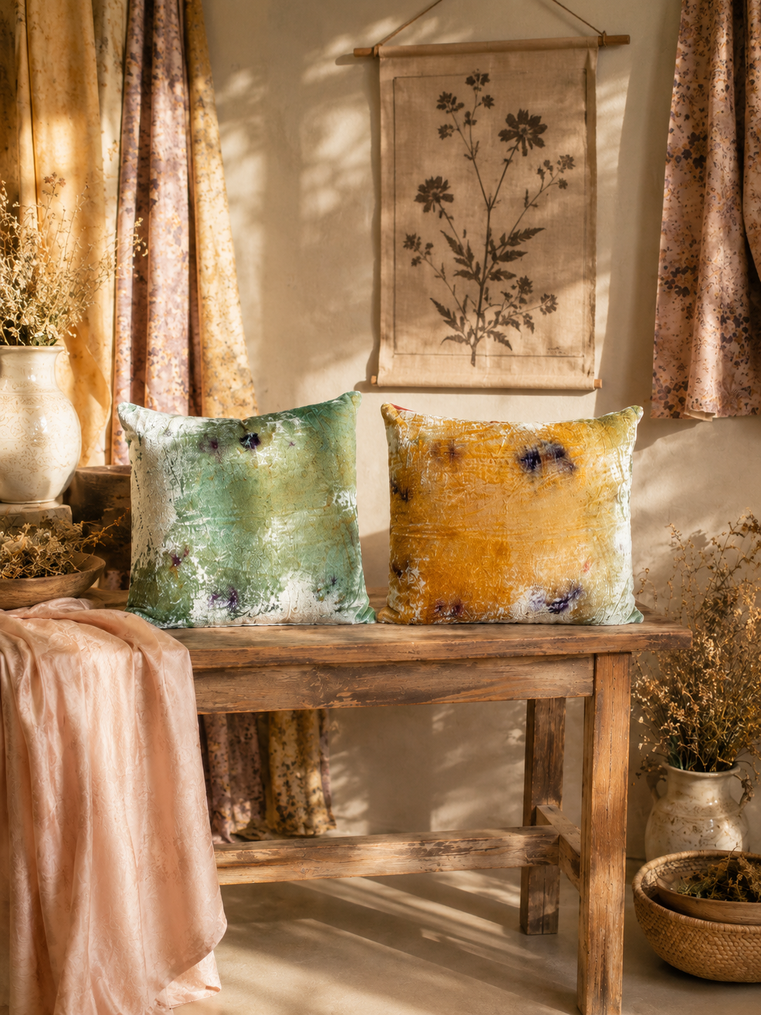 SILK VELVET PILLOWS INTERIOR rustic boho home decor