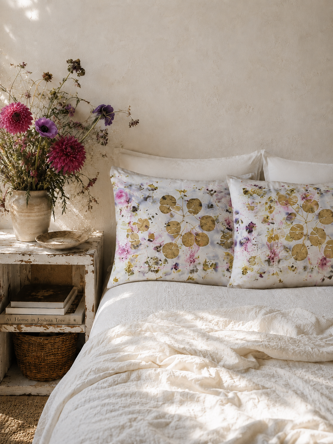 Plant Dyed Silk Pillowcase: Bone & Botanicals