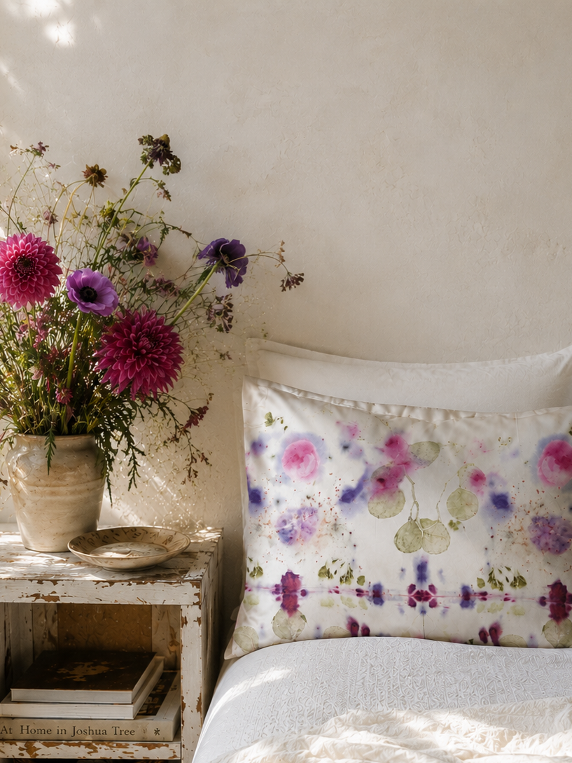Plant Dyed Silk Pillowcase: Bone & Botanicals