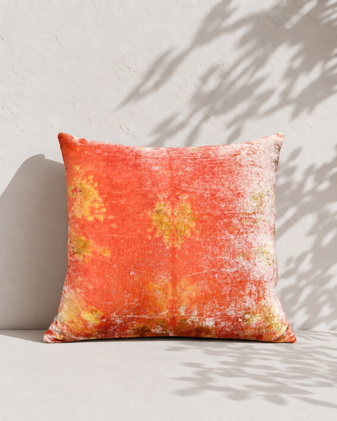 Botanically-Dyed Silk Velvet Pillow: Madder & Roses