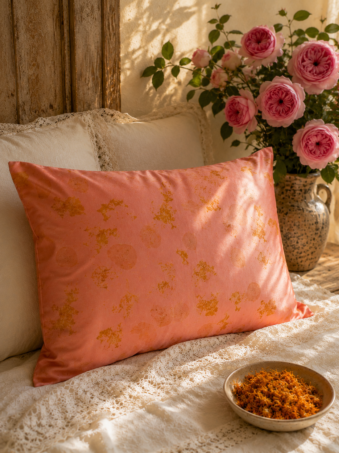 Botanically Dyed Silk Pillowcase – Madder Root & Marigold