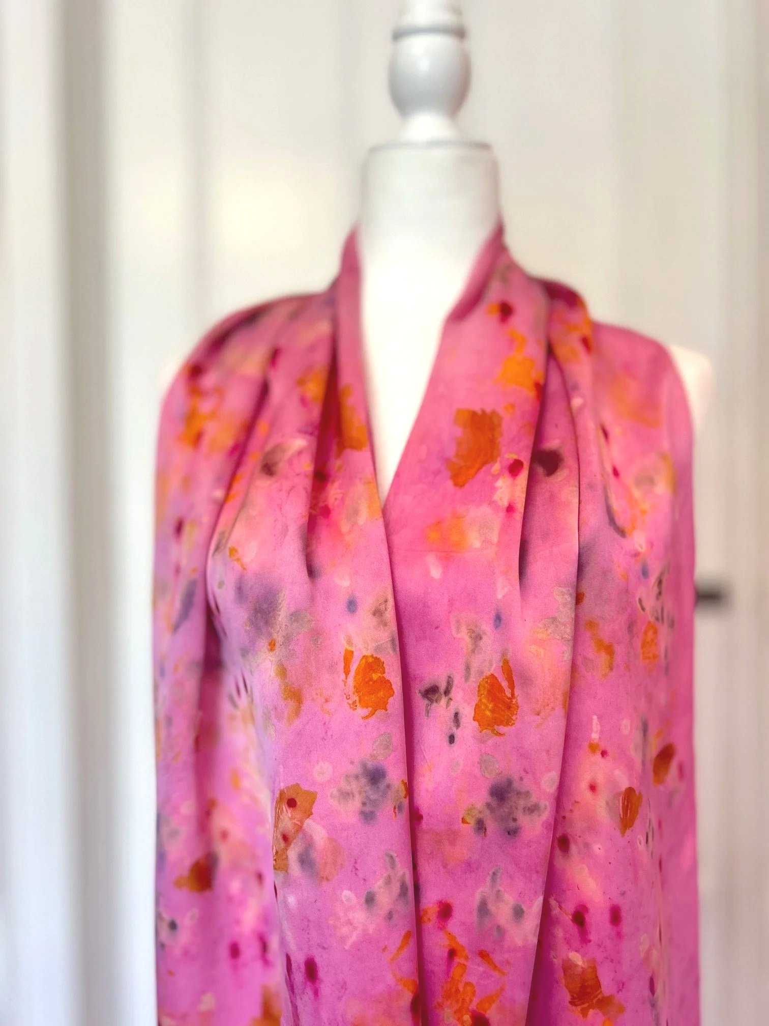 silk charmeuse scarf from dharma trading dyed with cochineal