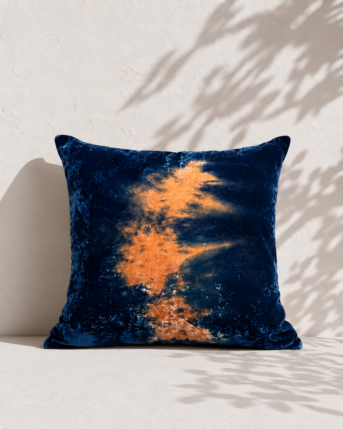 Botanically-Dyed Silk Velvet Pillow: Indigo Drift