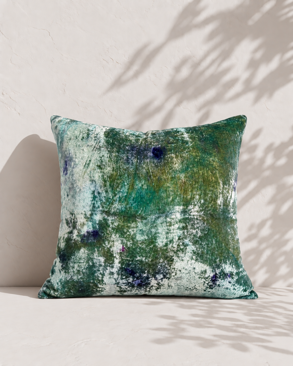Botanically-Printed Silk Velvet Throw Pillow: Deep Dive Indigo