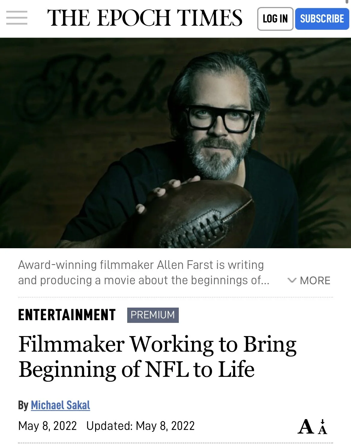 Filmmaker Working to Bring Beginning of NFL to Life