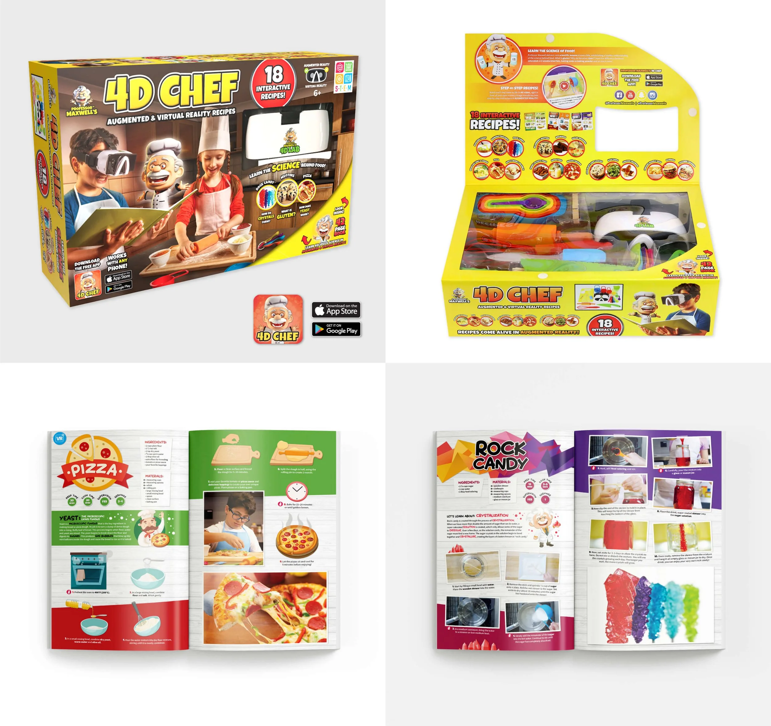 Bright and colourful children's cooking kit design for a Vancouver publishing and product development company, packaging and book layout, graphic design by Charmaine Muzyka, Calgary Alberta Canada
