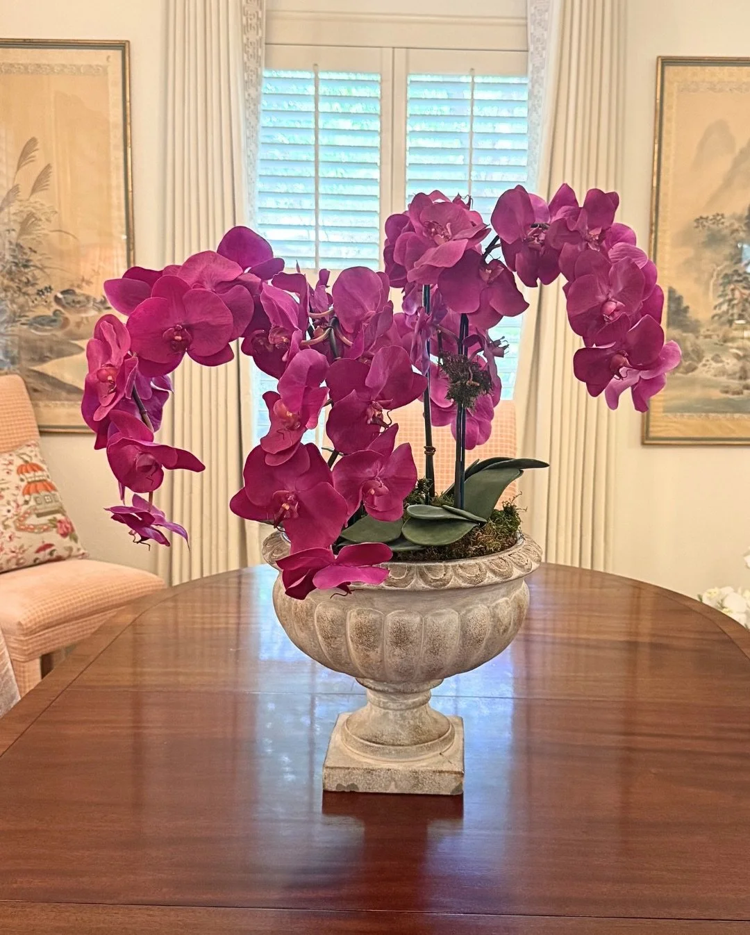 Our newest faux orchid arrangements are now available! Designed with premium faux blooms and natural elements, each arrangement brings a lasting sense of beauty and sophistication to the spaces where we gather most.

No. 1 Deep Purple Orchids in a Ro