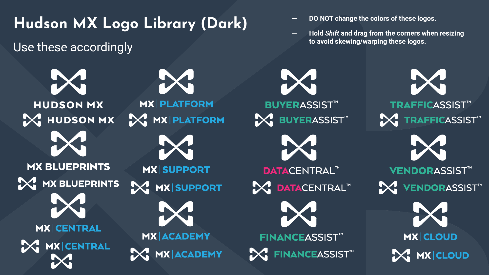 Hudson MX Logo Library, Dark Mode.